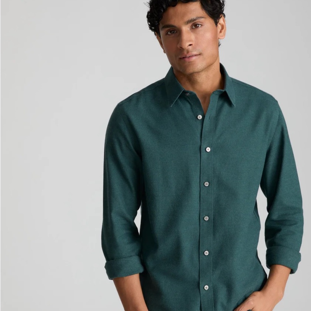 NWT UNTUCKit Dark Green Veneto Button-Down Long Sleeve Shirt Size Large